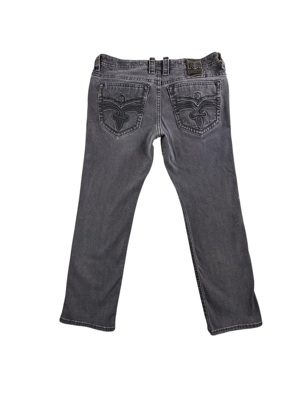 Rock Revival Jeans Mens 40x32 Gray Arther Alt Straight Charcoal Stretch Distress